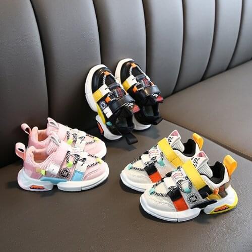 2020 Black/White/Pink Shoes Kids Boys Gilrs Sneakers Fashion Ankle Strape Baby Toddler Infant Shoes Patchwork Shoes Child C12282