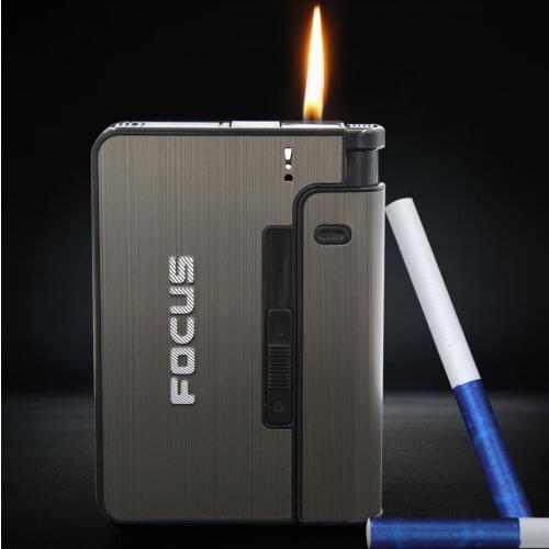Portable Automatic Cigarette Case Metal Cigarette Boxes 10PCS Cigarette Holder Case Not Lighter Gadget for Men Christmas Gifts