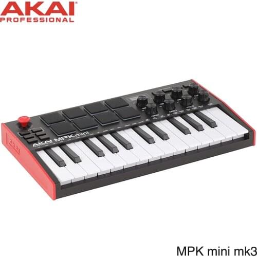 AKAI Professional MPK Mini MK3 - 25 Key USB MIDI Keyboard Controller With 8 Backlit Drum Pads, 8 Knobs Music Production Piano
