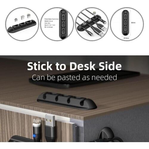 Self-adhesive Lightweight Silicone USB Winder Desktop Holder for Home