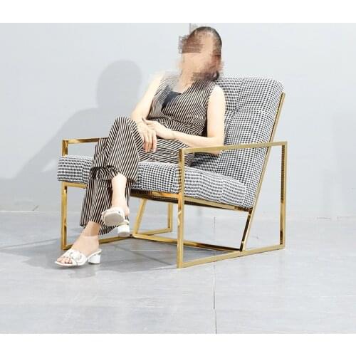 Contemporary Leisure Stainless Steel Swallow Gird upholstery Armchair Sofa Chair For Hotel Living room