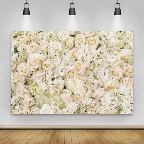 Light Yellow and White Rose Wall Background for Portrait Photography Wedding Scene Layout Backdrops Video Photocall Photo Studio