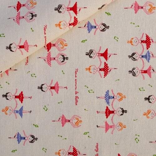 110cmx50cm Cotton Linen Fabric for handmad, bed, bag, curtain Sewing - Ballet girl (Red and purple) (LF315)