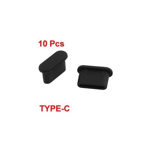 Uxcell Hot Sale 10Pcs 10mm x 6mm x 4mm TYPE-C Black Silicone Anti-dust Stopper/Plug for Protect Data Port Of Mobile Phone
