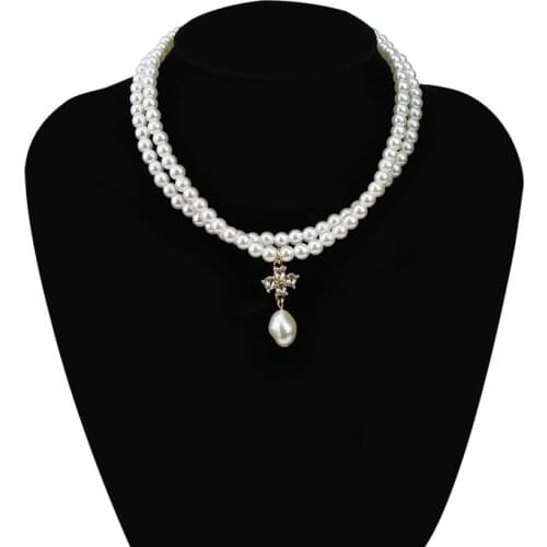 Vintage Baroque Irregular Pearl Lock Chains Necklace 2021 Geometric Pendant Necklaces for Women Punk Jewelry