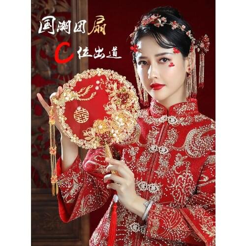 Fan for brides wedding ceremony bride hand fan chinese hand fan art-chinese beauty fan fabric fan