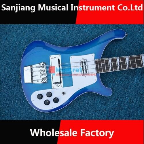 High quality electric bass guitar, black ricken bass electric guitar, 4 strings can be customized, free delivery