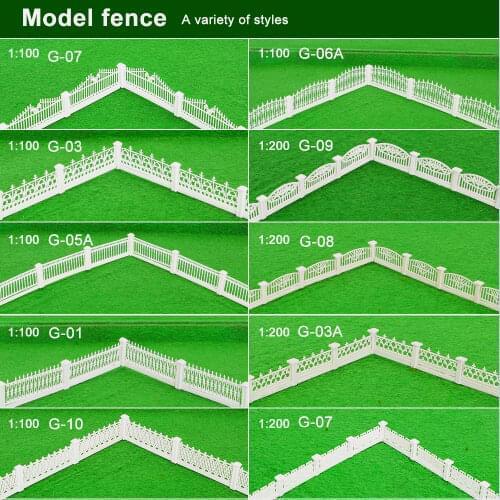 Railway Train White Building Fence Wall Model Trains Diorama Plastic Accessories 1/100 1/200 HO Z scale 1m length