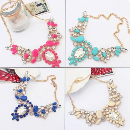 Necklaces & Pendants Women Statement Crystal Beads Vintage Gold Color Chain Choker Necklace Women Neck Pendants Boho Jewelry