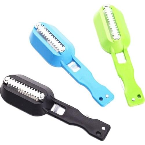 1PC Fish Skin Brush Fast Remove Fish Scale Scraper Planer Tool Cleaning Fish Scaler Knife with Cover Kitchen Cooking Accessories