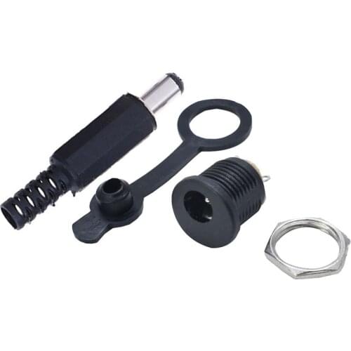 10pcs Waterproof 30V 500MA DC Power Socket 5.5*2.1mm Screw Mount Audio Receptacle Outlet Male Female AV Charger Connector DC-022