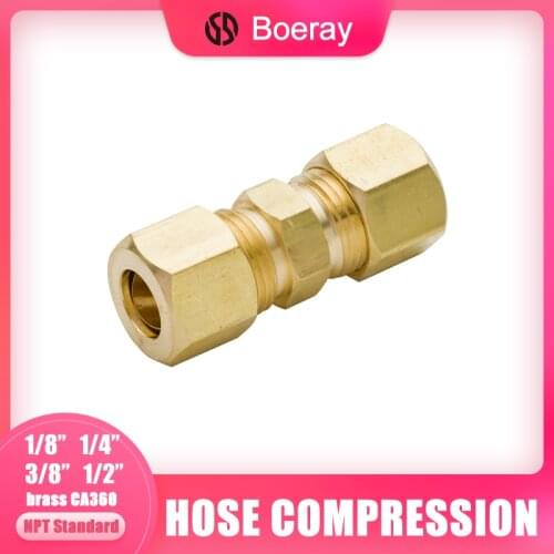2pcs 1/8' 3/16" 1/4" 5/16" 3/8" 1/2" 5/8" Brass Pipe Fitting Compression ,Brass Hose Union Comperession(Model:62)