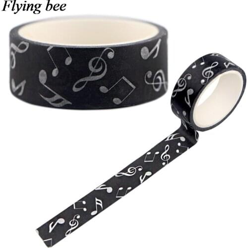 20pcs/lot Flyingbee 15mmX5m Musical notes Washi Tape Paper DIY Decorative Adhesive Tape Stationery Masking Tapes Supplies X0551