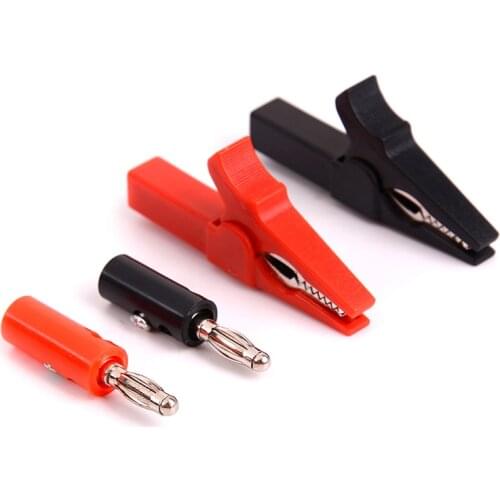 4pcs/lot 55mm Alligator Clip + Banana Plug Test Probe With 4mm Banana Plug Cable Clips