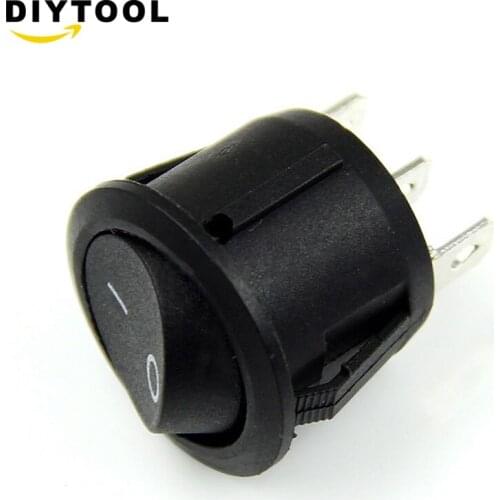 5Pcs Mini Round Black 3 Pin SPDT ON-OFF Rocker Switch Snap-in