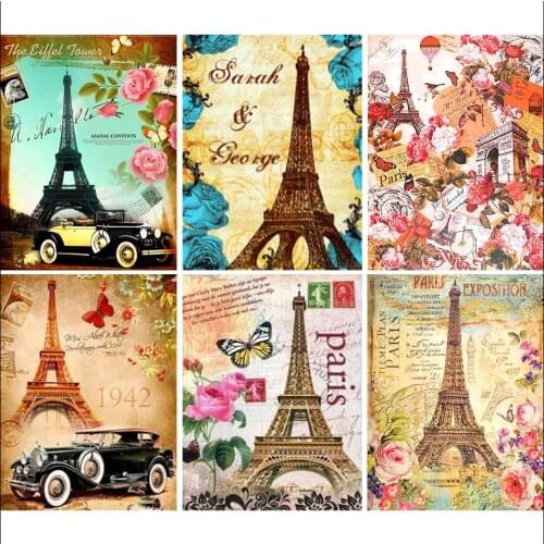 5D DIY Diamond Painting Landscape Eiffel Tower Cross Stitch Kit Full Square Rhinestone Diamond Embroidery Mosaic Home Decoration