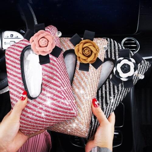 Car tissue box decoration car interior decoration high-end female beautiful home office tissue box car accessories