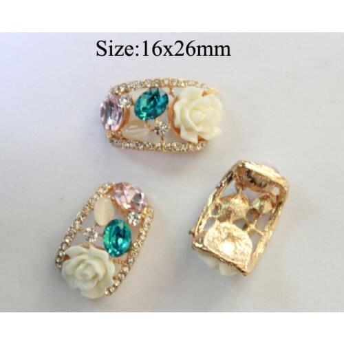 Free Shipping Wholesale 40pcs/lot 16x26mm Rhinestone Flatback Button For Hair Flower Wedding Invitation LSRB052502