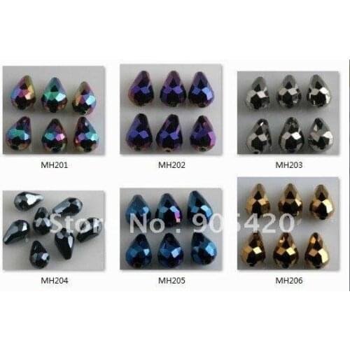 OMH Free ship jewelry wholesale Chains BEAD 6 color please choose 20pcs drop glass crystal mixed AB beads 14x9mm Sj77