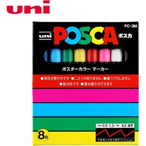 Mitsubishi Uni Posca PC-3M Paint Marker- Fine Tip-0.9mm-1.3mm 8 colors case