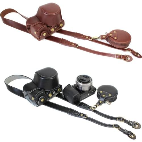 New Luxury Genuine Leather Camera case For Sony A6000 A6300 16-50mm Real leather Camera Bag protect Bag With Strap