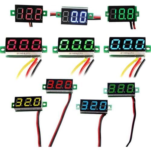 Junejour Mini Digital Voltmeter Ammeter DC0-100v Panel Volt Current Meter Tester with 2/3 Wires LED Panel Digital Display 5.6In