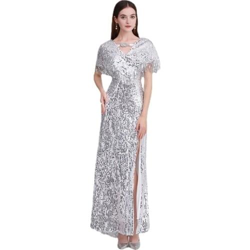 European and American Sequin tassel temperament annual presidents elegant banquet evening dress