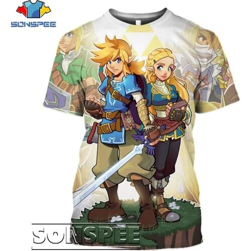 SONSPEE Hot Cartoon Zelda Games Shirt 3D Printing Men Womens Summer Fashion Harajuku Power Man Oversize Tshirt Kids Tshirts Top