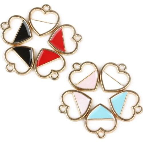 Love Heart Acrylic PVC Enamel Oil Alloy Beads Charm Fit for DIY European Charms Bracelets Necklace Accessories Crafts Jewelry