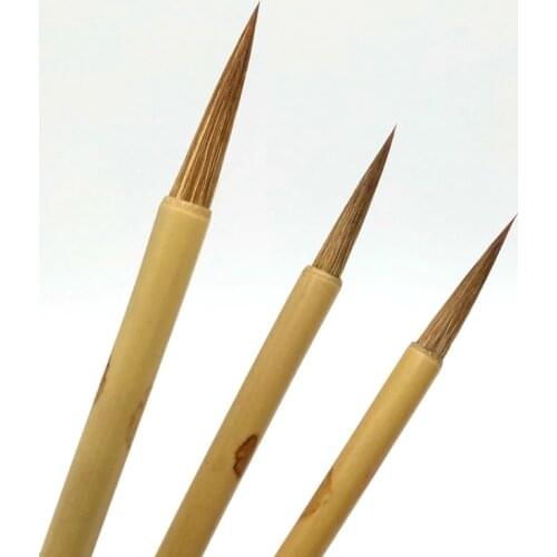 Chinese Painting Fine Line Brush Set Weasel Hair Meticulous Painting Writing Brushes 3pcs Freehand Watercolor Painting Brushes