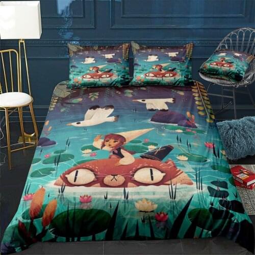 Across the pond Quilt Cover Pillowcase 3Piece Comforter Bedding Set With Pillow Case Single Double Duvet Cover Home Decora