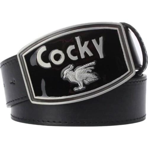 Fashion mens leather belt Retro cocky bird metal buckle belt wild western style Decorative strap gift for men belt