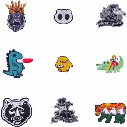 Cartoon Dinosaur Patch Iron on Embroidered Patches For Clothing Fusible Sewing For Kids Clothing Accessories Applique Decor DIY