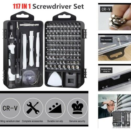 117 In 1 Screwdriver Set of Magnetic Screwdriver Bit Set Multi-function Precision Mobile Phone Repair Device Hand Tools Torx Hex
