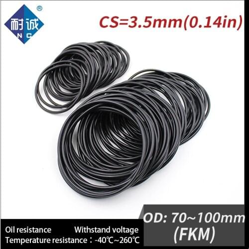 1PC/lot Rubber Ring Black FKM O ring Seals Thickness 3.5mm OD70/72/75/80/85/90/95/100mm Rubber O-Rings Fuel Washer