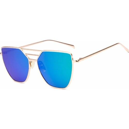 New Fashion Cat Eye Sunglasses Women Luxury Brand Design Mirror Lens Vintage Sun Glasses Rose Gold Metal UV400 oculos