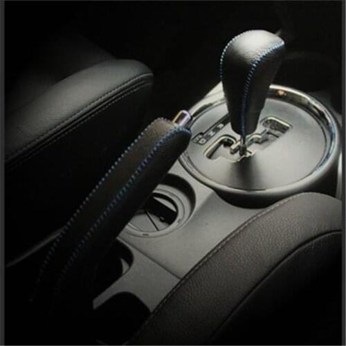 Car Special Hand-stitched Genuine Leather Cover Gear Shift Knob handbraker Cover Case for Mitsubishi ASX Outlander Pajero