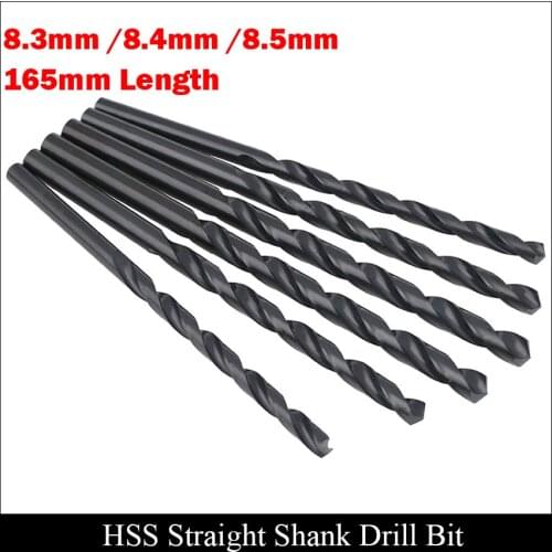 8.3mm 8.4mm 8.5mm 165mm Length Metal AL Wooden High Speed Steel HSS Fully Ground Black Finished Straight Shank Twist Drill Bit