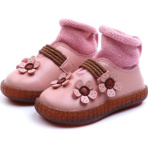Warm Toddler Girls Snow Boots For Sneakers Children Winter Princess Child Shoes Non-slip Flat Round Toe Kid Baby Lovely Boot
