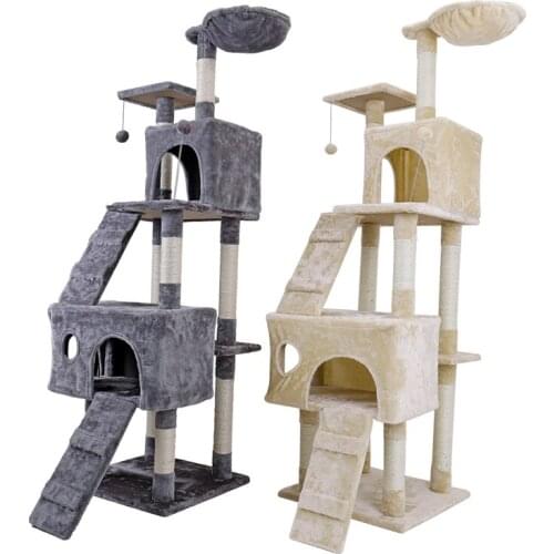 Domestic Delivery 175CM Cat scratching Post With Jump Lladder House Cat Tree Pet Furniture Wooden Tree Toys Pet Supplies