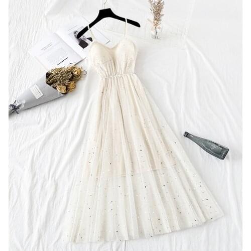 2020 Summer Fashion Sexy V-neck Dress Mesh Patchwork Sling Dress Elegant Sequined Party Dress Plus size Dresses Vestidos D3407