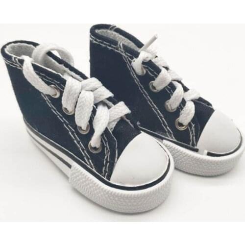 1Pair Doll Accessories BJD Doll Shoes Laced Black Canvas Doll Shoes 7.5cm