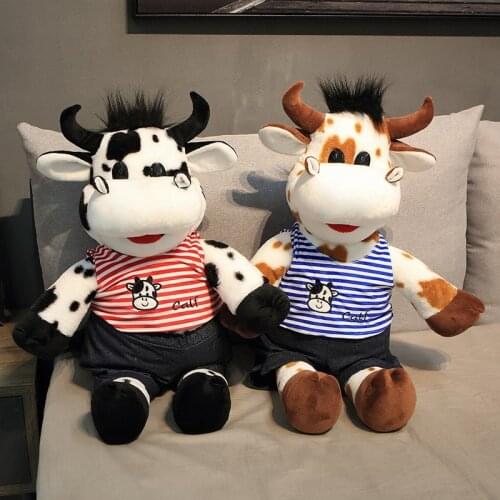1pc Simulation Milk Cow Plush Toy Home Decor Soft Stuffed Cartoon Lifelike Animal Cattle Doll Baby Kids Girls Birthday Gifts