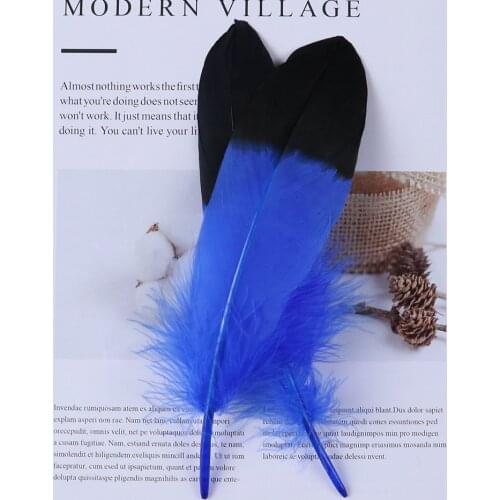 10Pcs 15-20Cm Dipped Black Top Natural Goose Feathers DIY Pens Decorative Accessories For Carnival Needlework Home Decor Crafts