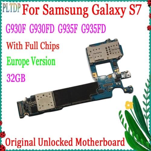 100% Original Unlocked For Samsung Galaxy S7 Edge G930F/G930FD/G935F/G935FD Motherboard 32GB EU Version With Chips Logic board