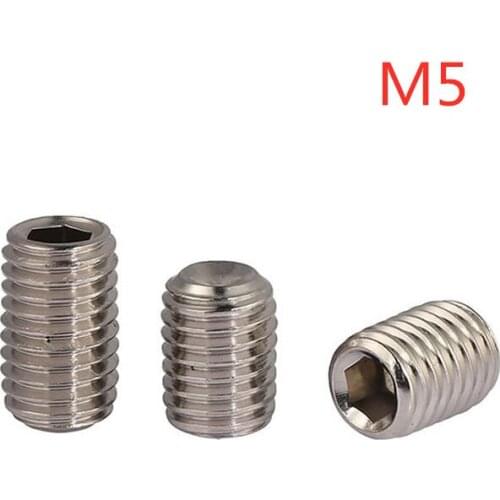100pcs/lot M5*3/4/5/6/8/10/12/16/20/25/30/35/40 DIN916 Stainless steel hex socket set screw with cup point