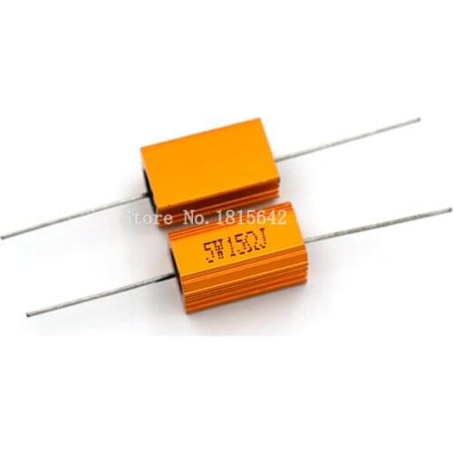2PCS RX24 5W 15R 15RJ Power Metal Shell Aluminium Gold Resistor High Power Resistance Golden Heat Sink Resistor 5Watt 15 ohm