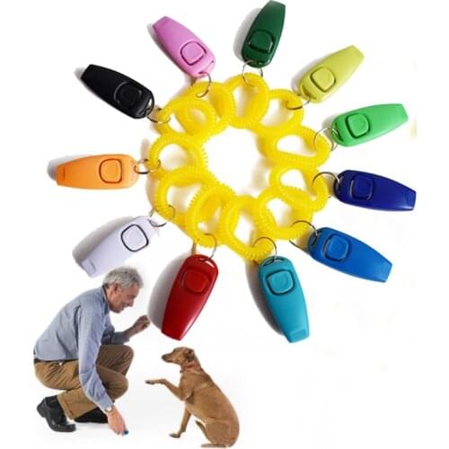2 In 1 Pet Dog Training Whistle Clicker Portable Wrist Strap Dog Pet Clicker Trainer Lightweight Aid Guide Sound Key Dog Product