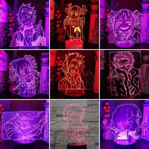 My Hero Academia Hawks 3d Lamp Anime Figure LED Night Light Boku No Hero Academia Manga Katsuki Himiko Toga Lampara Decor Lights