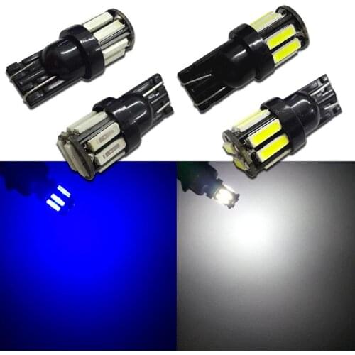 4Pcs W5W 10-7020 SMD Car T10 LED 194 168 Wedge Replacement Reverse Instrument Panel Lamp White Blue Bulbs For Clearance Lights